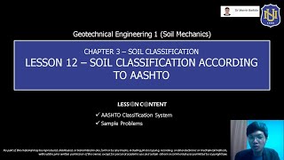 Geotechnical Engg 1 Soil Mechanics  Soil Classification According to AASHTO [upl. by Komara]