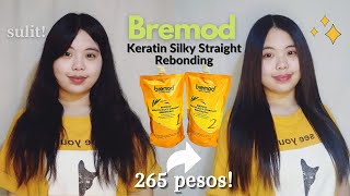 HOW TO REBOND HAIR AT HOME using Bremod Keratin Silky straight rebonding 265 pesos only DIY [upl. by Hnib562]