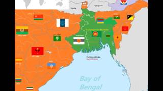 Map of Bangladesh in East India Region  PARTITION OF INDIA [upl. by Kamilah]