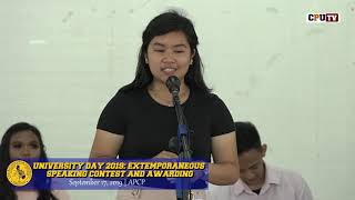 University Day 2019 English Extemporaneous Speaking Contest [upl. by Furlong60]