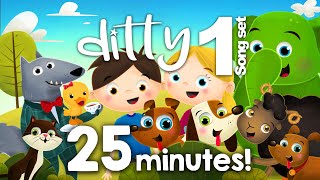 DITTY SONG SET 1 – 25 minutes of songs Ditty  Songs for kids Animated nursery rhymes for children [upl. by Sheree]