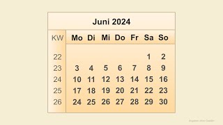 Kalender Juni 2024 [upl. by Iila281]