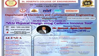 VLSI Physical Design using Cadence Innovus Tool  Session 2 St Josephs College of Engg [upl. by Nagiem]