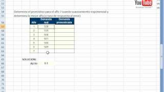 Suavizamiento exponencial EXCEL [upl. by Miquela666]