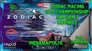 Zodiac Racing POV Onboard GT3 Championship S3 R2 Indianapolis [upl. by Yesnyl337]