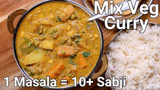 1 Masala 10 Plus Veg Sabji Curry  South Indian Mix Vegetable Curry with Special Coconut Masala [upl. by Ryan]