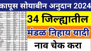 34 जिल्ह्यातील कापूस सोयाबीन अनुदान 2023 यादी soyabin kapus anudan yadi 2023 vatp jahir पात्र [upl. by Hum]