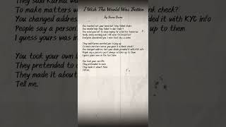 I Wish The World Was Better  A Heartfelt Poem by Bame Bame [upl. by Elnukeda]