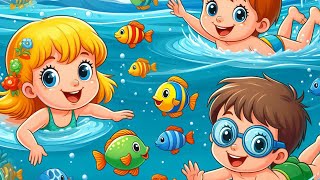 Cheerful children swim with small and colorful fish  Nursery Rhymes Childrens Songs [upl. by Hereld]