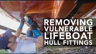 Lifeboat Conversion Ep24 Removing hull fittings from the hull and making fibreglass covers 4K [upl. by Eadwine]