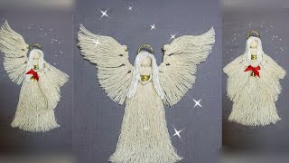 DIY macrame angel with movable wings Easy tutorial on how to make angel gift idea Macrame wall art [upl. by Tnilf]