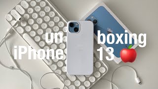 iphone 13 blue unboxing  accessories 🍎📱 [upl. by Ysirhc348]