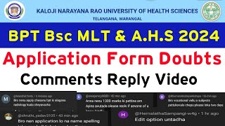 KNRUHS BPT BSC MLT amp AHS 2024 Application Form Doubts Clarification [upl. by Audrit598]