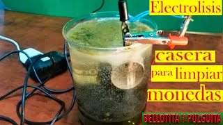 como hacer ELECTROLISIS casero para LIMPIAR MONEDAS bellotitaypulguita [upl. by Coats]