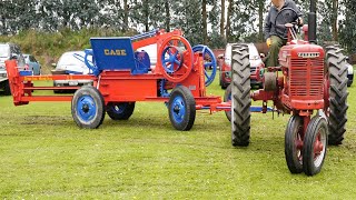 1941 McCormick Deering Farmall H Tractor Towing a 1936 Case Hay Baler [upl. by Iveson710]