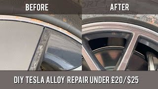 Tesla curb rash alloy wheel repair under £20 [upl. by Yeslaehc]