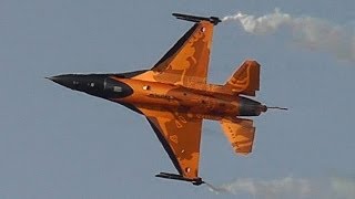 F16 Incredible Loud Airshow Flight RNLAF Demo Team  Aerboatics and Low Passes [upl. by Kirit]