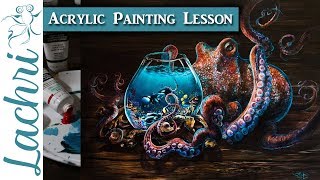 Acrylic Painting Lesson  Paint an octopus amp orcas  Lachri [upl. by Sedlik]