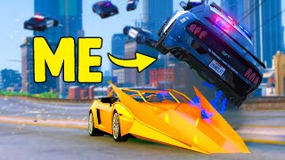 Magic Flip Car Makes Cops Fly In GTA 5 RP [upl. by Etnomaj25]