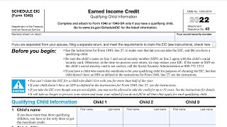 Schedule EIC walkthrough Earned Income Credit [upl. by Yeldnarb]