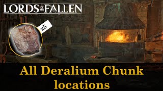 All Deralium Chunk locations  upgrade weapon to 10  Lords of the Fallen 2023 [upl. by Jennica]