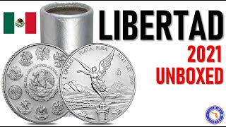 Unboxing 1 Ounce 2021 Mexican Silver Libertad Coins Mintage 613100 [upl. by Anirdnaxela]