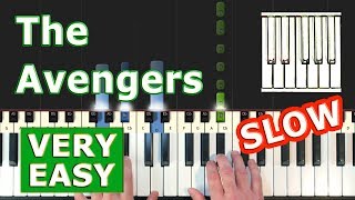 Avengers Theme  SLOW EASY Piano Tutorial  Synthesia [upl. by Trillby]