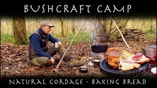 Bushcraft Wild Camp  Natural Cordage amp Baking Bread [upl. by Lewie]