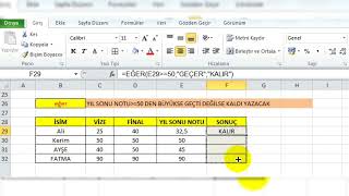 EXCEL  EĞER formülü ile KaldıGeçti Yazdırma [upl. by Cathryn160]