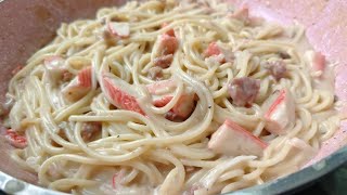 SPAGHETTI CARBONARA SIMPLE TAK CUKUP BAHAN TAPI SEDAP [upl. by Donell]