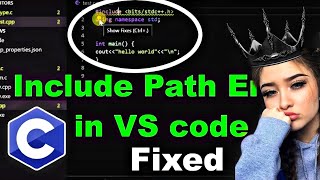 Include Path Error in VS code while running c cpp codes unable to open stdioh error in c vs code [upl. by Rawdon273]