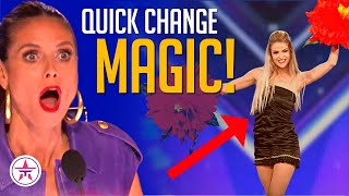 Top 10 UNBELIEVABLE Quick Change Magicians on Got Talent [upl. by Ayekahs]