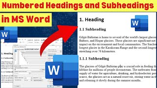 Simplest way of creating numbering for headings and subheadings in Word  heading 1 heading 2 [upl. by Antonina380]