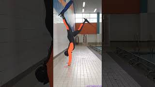 Handstand with wetsuit scuba mask and diving fins Frogwoman Kara wetsuit scuba fins [upl. by Sher]