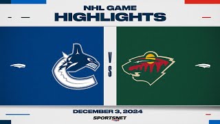 NHL Highlights  Canucks vs Wild  December 3 2024 [upl. by Ssor]