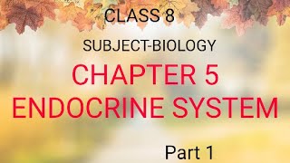 CLASS 8CHAPTER 5ENDOCRINE SYSTEMPART 1 [upl. by Derriey]