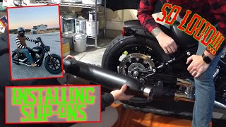 Amazing Sound Indian Scout Bobber Slipon Exhaust Howto [upl. by Eirolav922]