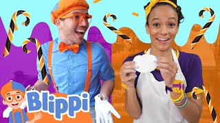 Blippi vs Meekah Halloween Candy Making Challenge  Blippi amp Meekah Challenges and Games for Kids [upl. by Atidnan]