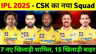 Csk 2025 Squad  Csk Retained And Released Players 2025  Csk Target Players 2025 [upl. by Ramsa151]