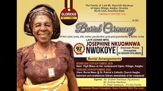 BURIAL CEREMONY OF EZINNE JOSEPHINE NKUOMNWA NWOKOYE [upl. by Cicero]