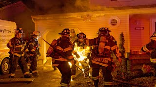 Fire Fighter Catches Fire Two Alarm Structure Fire Brick New Jersey 21024 No Injuries [upl. by Enawtna]