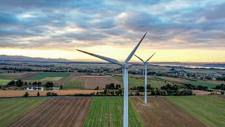 Wiatraki koło Paczkowa  Windmills near Paczków  4k axxonpl [upl. by Wojak]