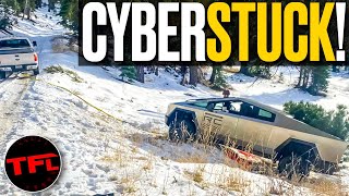 Cybertruck vs Snow FAIL Rescued by Old Ford F250 [upl. by Suivatco372]