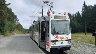 Line video – Gråkallbanen Trondheim tram 𝟵 from Lian to St Olavs gate Filmed 31082023 [upl. by Caneghem]