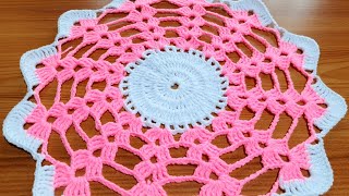 Thalposh  Round doily Crochet with pattern  Crochet rumal [upl. by Ileana533]