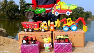 HMT Tractor John Deere 5405  TATA Dumper Truck  Racing cartoon car [upl. by Florence]