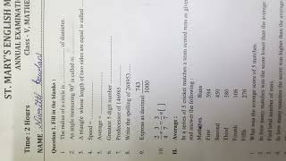 ICSE CLASS 5 Maths Annual exam paper of St Mary English Medium School [upl. by Ardnued]