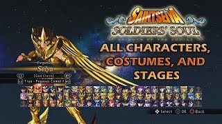 Saint Seiya Soldiers Soul All Characters Costumes and Stages [upl. by Beshore]