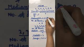 Mean Median Mode Range shorts video maths 2024 What is MeanMedianMode and Range [upl. by Inohtna]