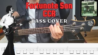 Fortunate Son Bass Tabs  Creedence Clearwater Revival Bass Cover [upl. by Domonic]